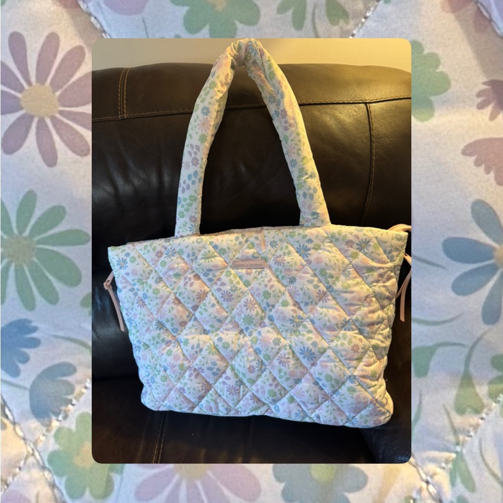 Poppy & Peonies! Large Laptop Floral Quilted Tote Bag